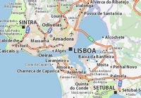 carte Lisbonne alentours routes autoroutes aéroport
