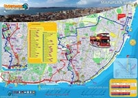 grande carte Lisbonne attractions touristiques à visiter en bus