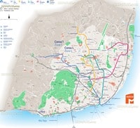 Carte Lisbonne grande carte avec un plan détaillé des transports en commun, du métro et des trains aux alentours