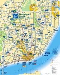 Carte de Lisbonne avec le métro, le bus, l'aéroport et la faculté de science