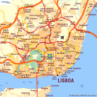 Carte de Lisbonne avec les routes, les autoroutes et l'aéroport