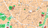 Carte de Madrid centre nord avec les rues, les places, les parcs et les bâtiments