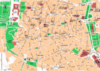 Carte de Madrid centre sud avec les rues, les places, les parcs et les bâtiments