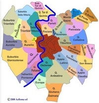carte Rome quartiers en couleur