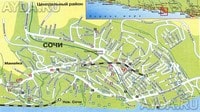 Carte de Sotchi avec les rues et des informations touristiques