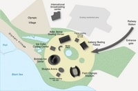 carte Adler au sud de Sotchi avec les constructions aux alentours du stade olympique