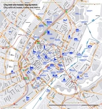 Grande carte Copenhague monuments importants et les rues