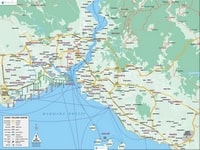 Carte d'Istanbul avec les transports, les autoroutes, le train, le métro et les liaisons maritimes aux alentours