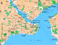 Carte Istanbul avec les mosquées, la cathédrale, les gares et les ports