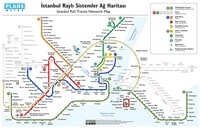 Carte d'Istanbul avec le plan du métro, des trains, du tram et du téléphérique