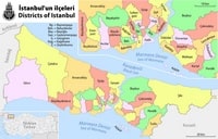 Carte d'Istanbul avec les quartiers et les arrondissements