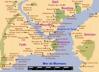 Carte d'Istanbul avec les sites touristiques principaux