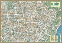 Carte du centre de Kiev avec des illustrations