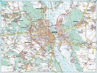 Carte de Kiev et des alentours avec les églises, les hôpitaux, les routes et les ponts