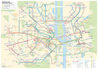 Grande carte de Kiev avec les transports publics, le métro, le bus et les trams