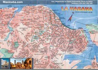 Carte de la Havana avec le nom des rues, des stations services, des hôpitaux et des bâtiments importants