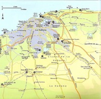 Carte de la Havane avec les axes routiers aux alentours