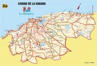 Carte de La Havane centre avec les routes, les quartiers et les lacs