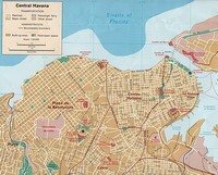 Carte de La Havane avec les rues, les quartiers, les parcs et la gare ferroviaire