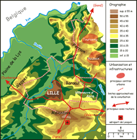 Carte Lille relief altitude