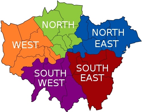 Carte de Londres avec les quartiers : page 2