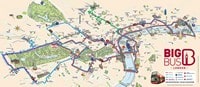Carte de Londres avec le plan du bus touristique Big Bus