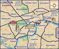 Carte de Londres avec les quartiers et les monuments importants