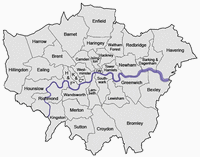 Carte de Londres avec le nom des quartiers
