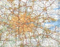 Carte de Londres routière avec les routes et les autoroutes