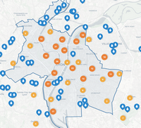 Carte Lyon fontaine eau