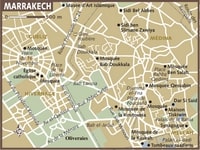 carte Marrakech gare routière mosquées synagogue église catholique