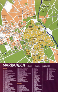 Carte de Marrakech avec les hôtels