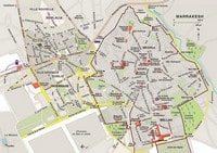 Carte de Marrakech avec les quartiers, la Médina, Mellah et l'aéroport