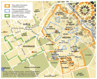 Carte de Marrakech avec le tissu urbain et le type d'habitation
