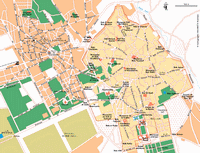 Carte de Marrakech avec les rues, l'hôpital, la gare, les palais et les mosquées