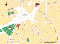 Carte de Marrakech avec un zoom sur la place Jemaa-El-Fna