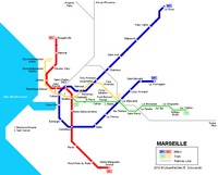 Carte de Marseille avec le métro et le tram