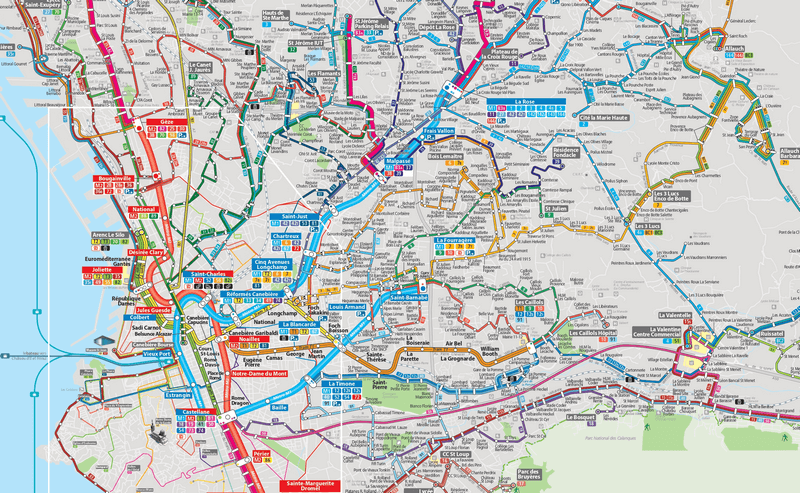 Plan des transports en commun de Marseille