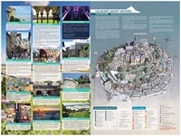 Carte du Mont-Saint-Michel avec les informations touristiques, les lieux à visiter et les types de chemin