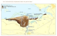 Carte du Mont-Saint-Michel avec la poldérisation et les aménagements historiques