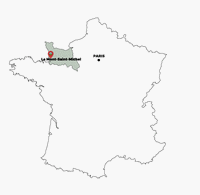 Carte du Mont-Saint-Michel avec sa situation géographique en France et en Normandie