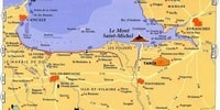 Carte du Mont-Saint-Michel avec les villes, les villages et les routes aux alentours