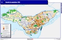 carte Montréal densité de population par habitants au km² en 2016 et les espaces verts