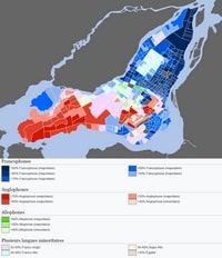 carte Montréal répartition des langues parlées par les habitants à la maison en 2011