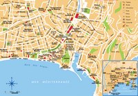Carte de Nice avec les théatres, les musées et les églises