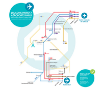 Carte de Paris avec les accès aux aéroports Paris Charles de Gaule et Paris Orly