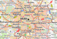 Carte de Paris avec les axes routiers aux alentours