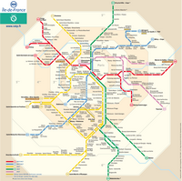 Carte de Paris avec le Réseau Express Régional RER