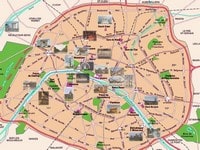 Plan de Paris avec les monuments importants en photo et la cathédrale Notre-Dame de Paris