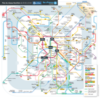 Plan de Paris du réseau Noctilien les bus de nuit de 0h30 à 5h30